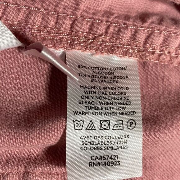 Loft Cropped PaperBag High -Rise Cotton Twill Pants‎ Tie Waist Pink 4P - Picture 10 of 12